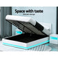 Azalea LED Bed Frame PU Leather Gas Lift Storage - White Queen