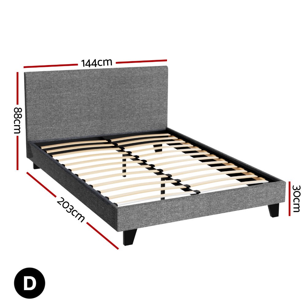 Trenton Grey Bed Frame Fabric - Double