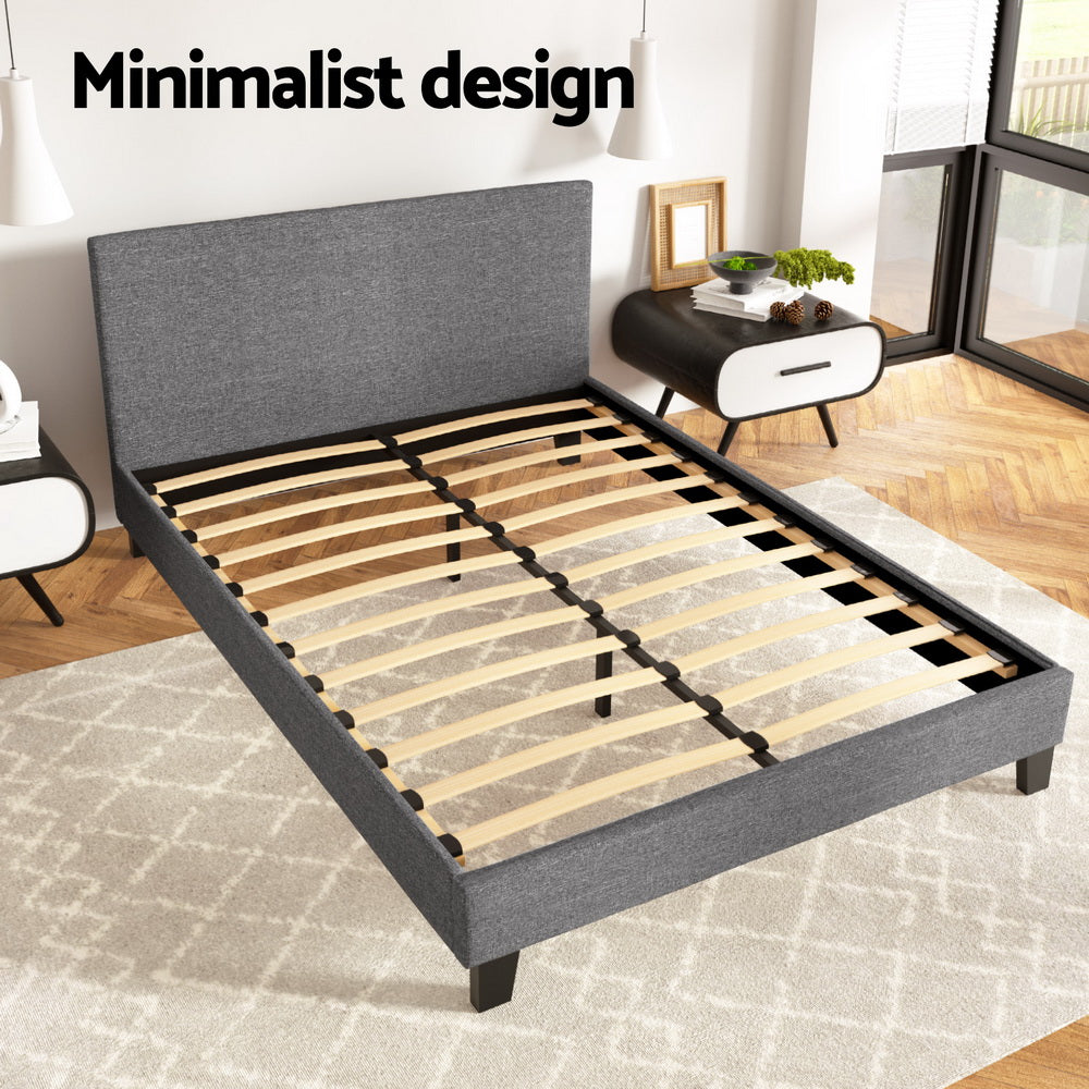Trenton Grey Bed Frame Fabric - Double