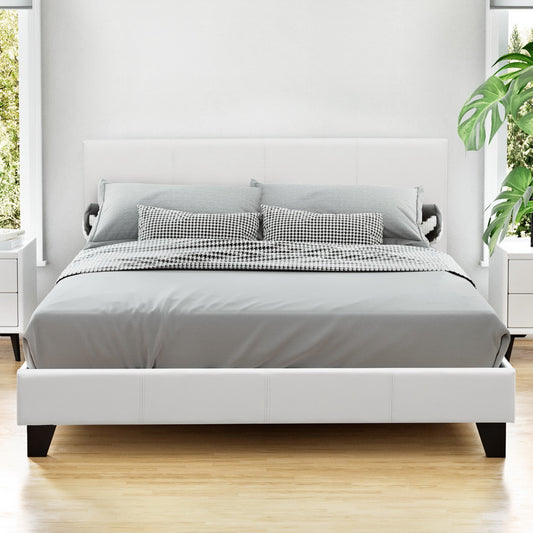 Trenton Bed Frame PU Leather - White Double