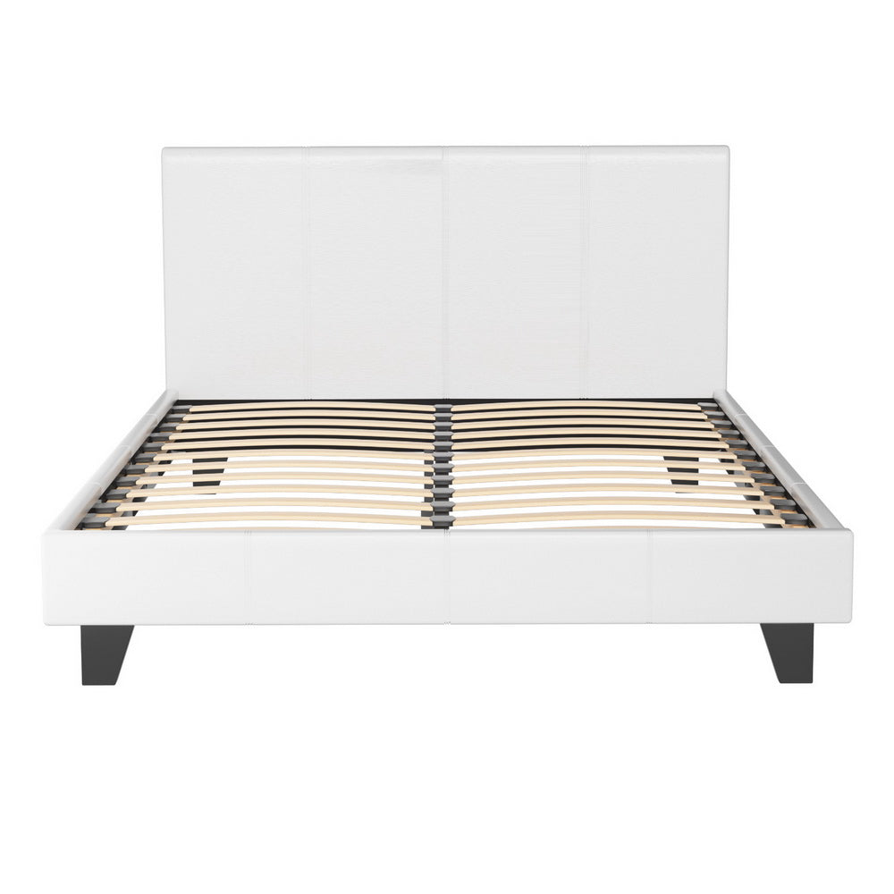 Trenton Bed Frame PU Leather - White Double