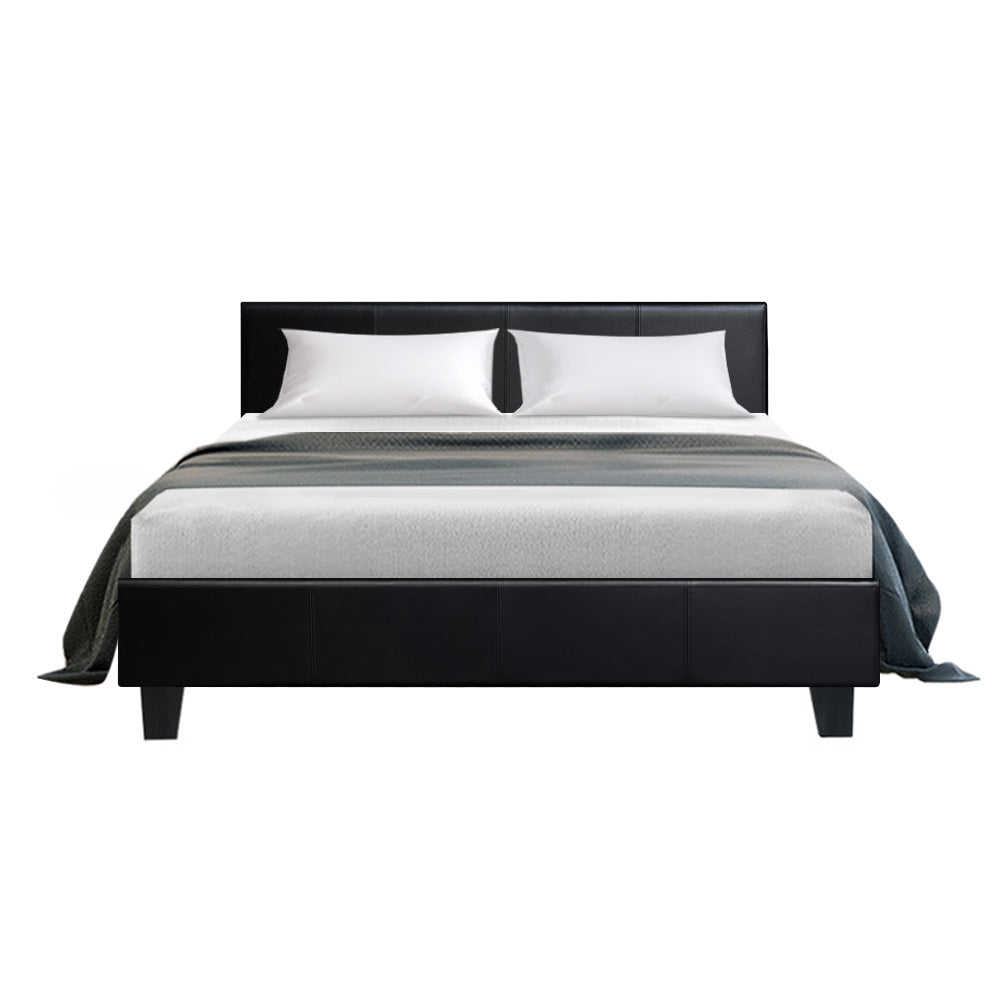 Trenton Bed Frame PU Leather - Black Double