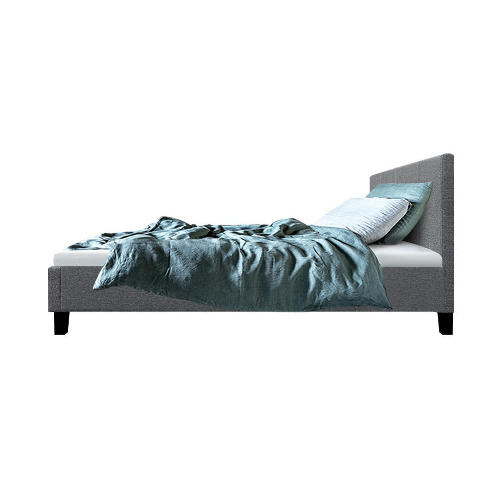 Trenton Bed Frame Fabric - Grey King Single