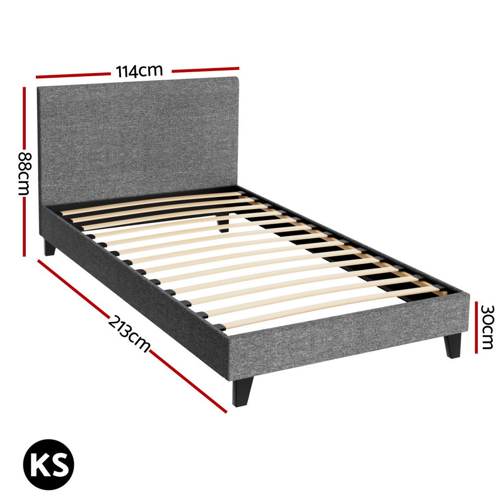 Trenton Bed Frame Fabric - Grey King Single