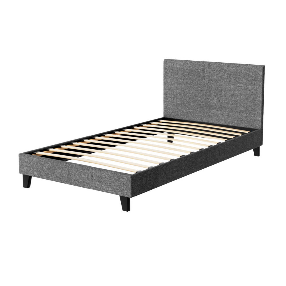Trenton Bed Frame Fabric - Grey King Single
