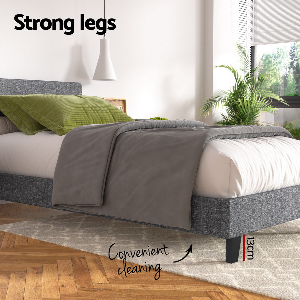 Trenton Bed Frame Fabric - Grey King Single