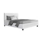 Trenton Bed Frame PU Leather - White King Single