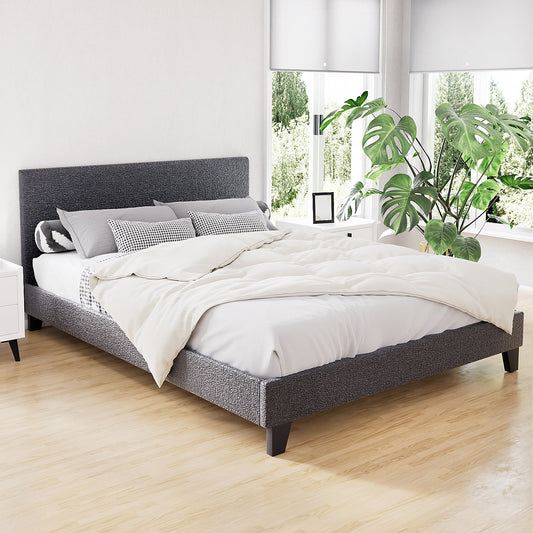 Saturn Bed & Mattress Package with 34cm Black Mattress - Charcoal Queen