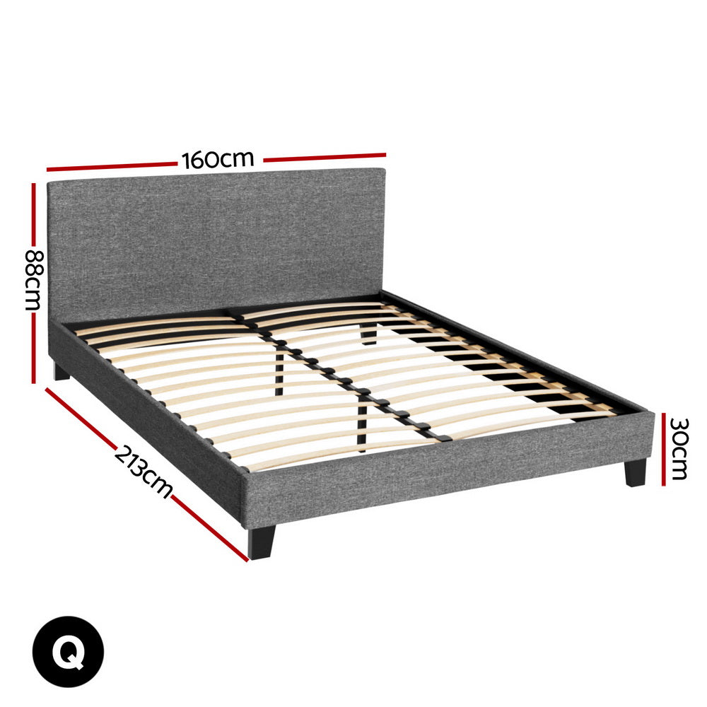 Trenton Grey Bed Frame Fabric - Queen