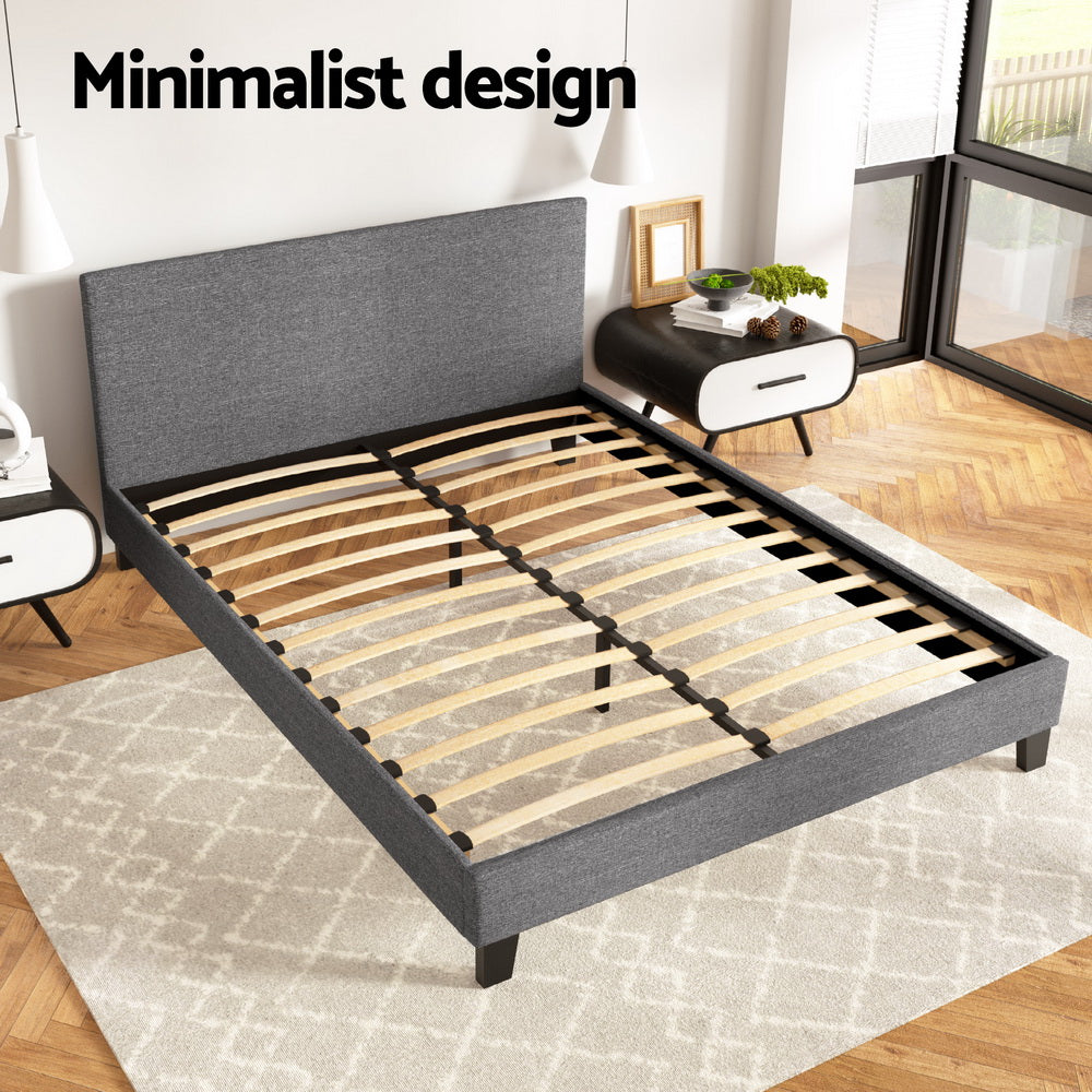 Trenton Grey Bed Frame Fabric - Queen