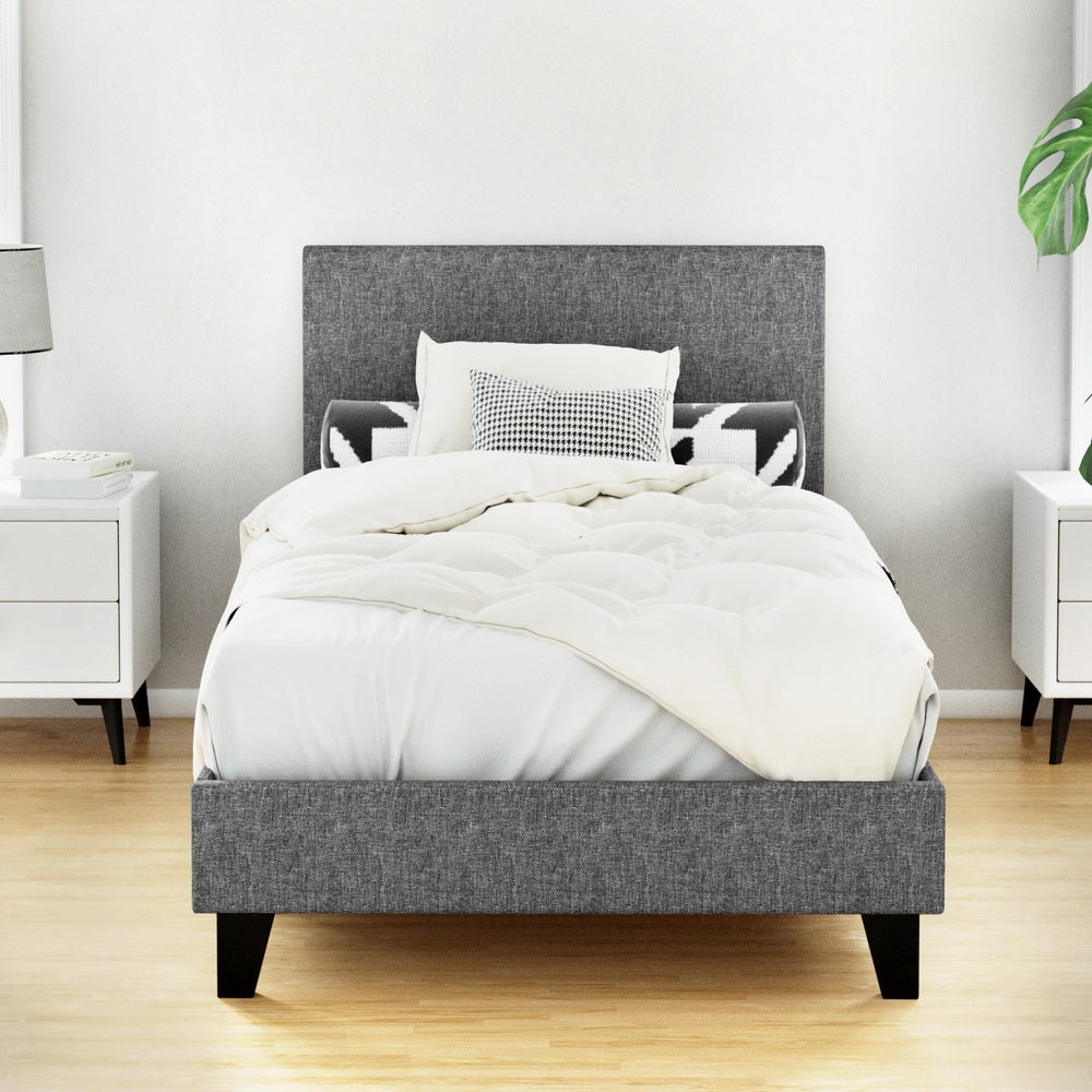 Trenton Bed Frame Fabric - Grey Single