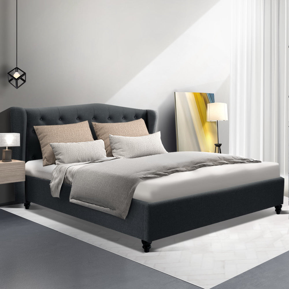 Bryxton Bed Frame Fabric - Charcoal Queen