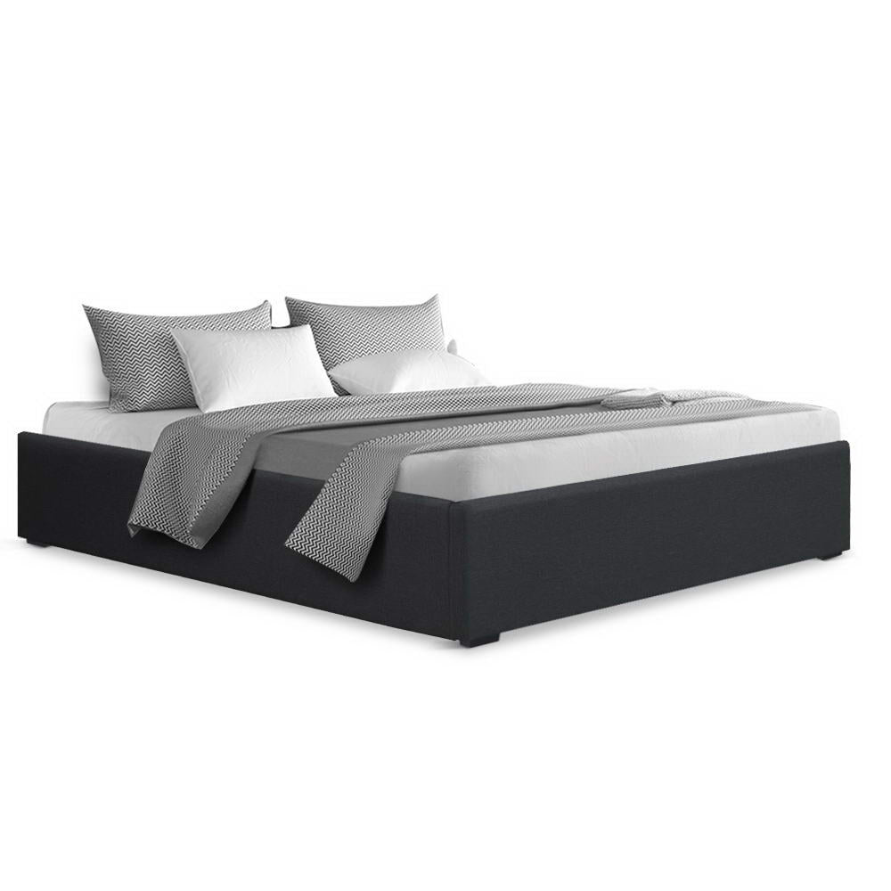 Mimosa Gas Lift Bed Frame Base With Storage Platform Fabric - Charcoal Double