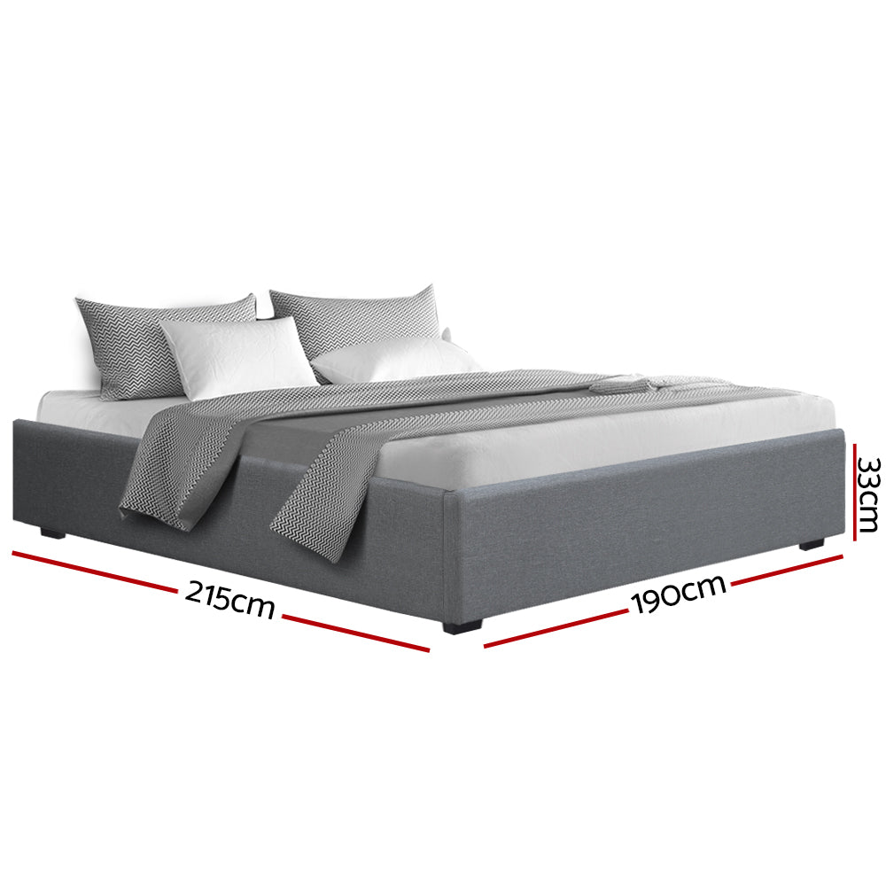 Mimosa Gas Lift Bed Frame Base With Storage Platform Fabric - Grey King