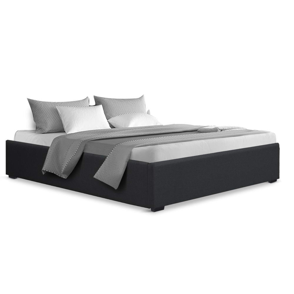 Mimosa Gas Lift Bed Frame Base With Storage Platform Fabric - Charcoal Queen