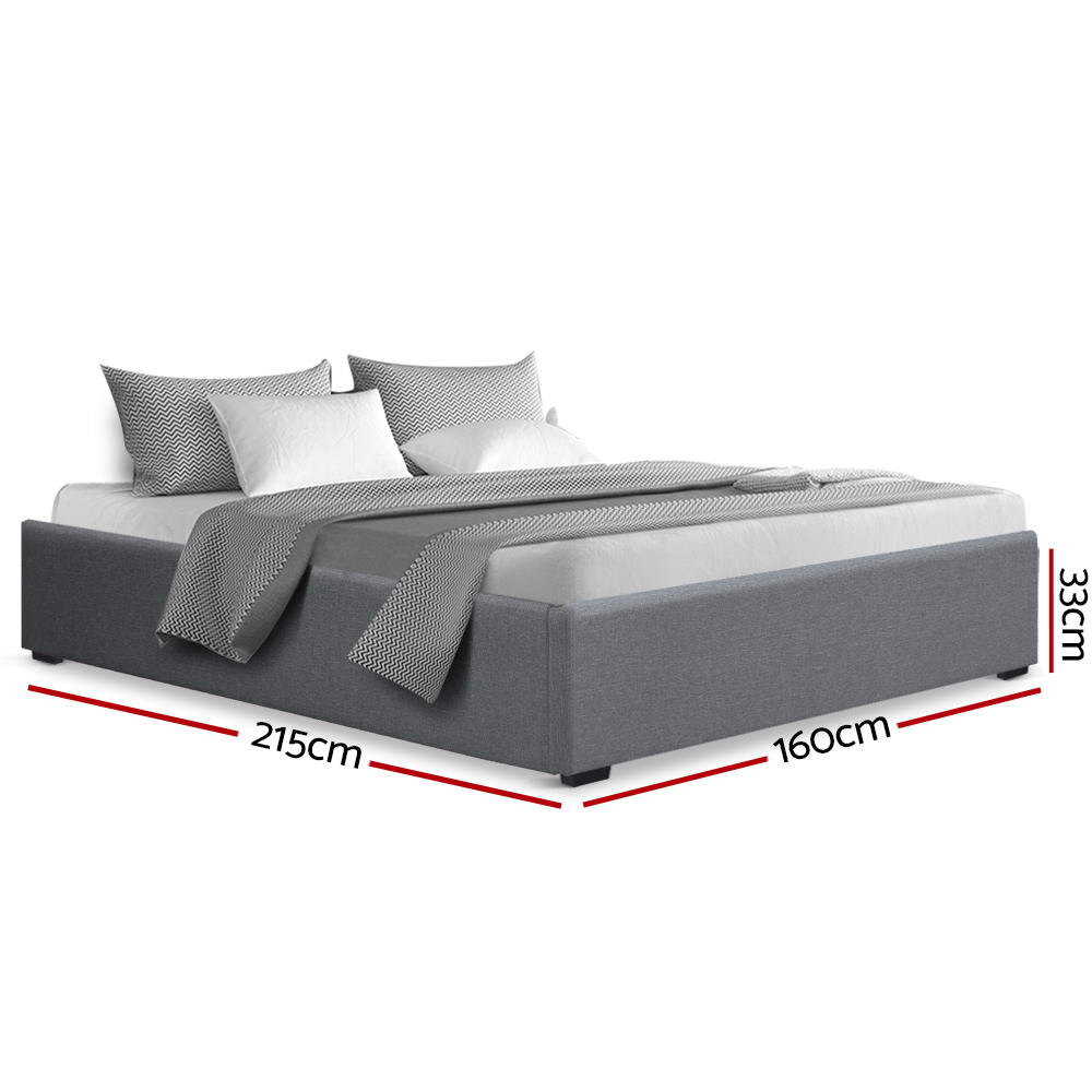 Mimosa Gas Lift Bed Frame Base With Storage Platform Fabric - Grey Queen