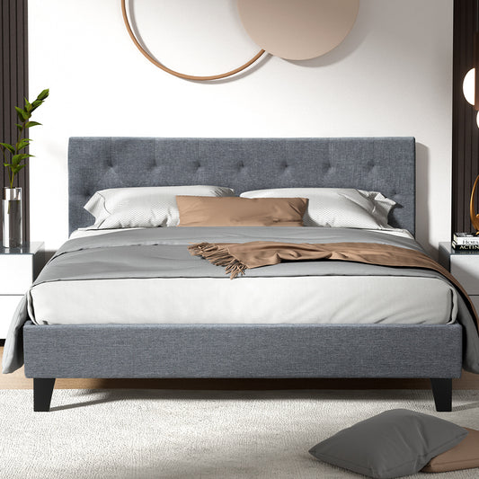 Valencia Bed Frame Fabric- Grey Queen