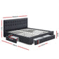 Venice Bed Frame Fabric Storage Drawers - Charcoal Queen