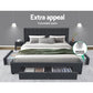 Venice Bed Frame Fabric Storage Drawers - Charcoal Queen