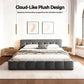 Novara Bed Frame Plush Soft Headboard Velvet Platform Base - Grey Double