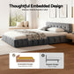 Novara Bed Frame Plush Soft Headboard Velvet Platform Base - Grey Double