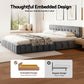 Novara Bed Frame Plush Soft Headboard Velvet Platform Base for Modern Bedrooms - Grey King