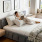 Novara Bed Frame Plush Soft Headboard Velvet Platform Base - Grey Queen