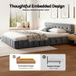 Novara Bed Frame Plush Soft Headboard Velvet Platform Base - Grey Queen