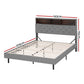 Solenne Bed Frame LED Base Platform with Storage Shelf Hidden Storage Box - Grey Double