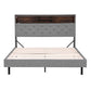 Solenne Bed Frame LED Base Platform with Storage Shelf Hidden Storage Box - Grey Double