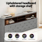 Solenne Bed Frame LED Base Platform with Storage Shelf Hidden Storage Box - Grey Double
