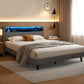 Solenne Bed Frame LED Base Platform with Storage Shelf Hidden Storage Box - Grey Double
