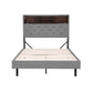 Solenne Bed Frame LED Base Platform with Storage Shelf Hidden Storage Box - Grey King Single