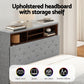 Solenne Bed Frame LED Base Platform with Storage Shelf Hidden Storage Box - Grey King Single