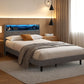 Solenne Bed Frame LED Base Platform with Storage Shelf Hidden Storage Box - Grey King Single