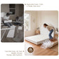 Comparison of setting up a regular bed frame vs. a foam bed frame with text and images.
