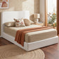 Elyra Bed Frame Boucle Fabric Vacuum Compressed Beds Removable Washable Cover - White Double