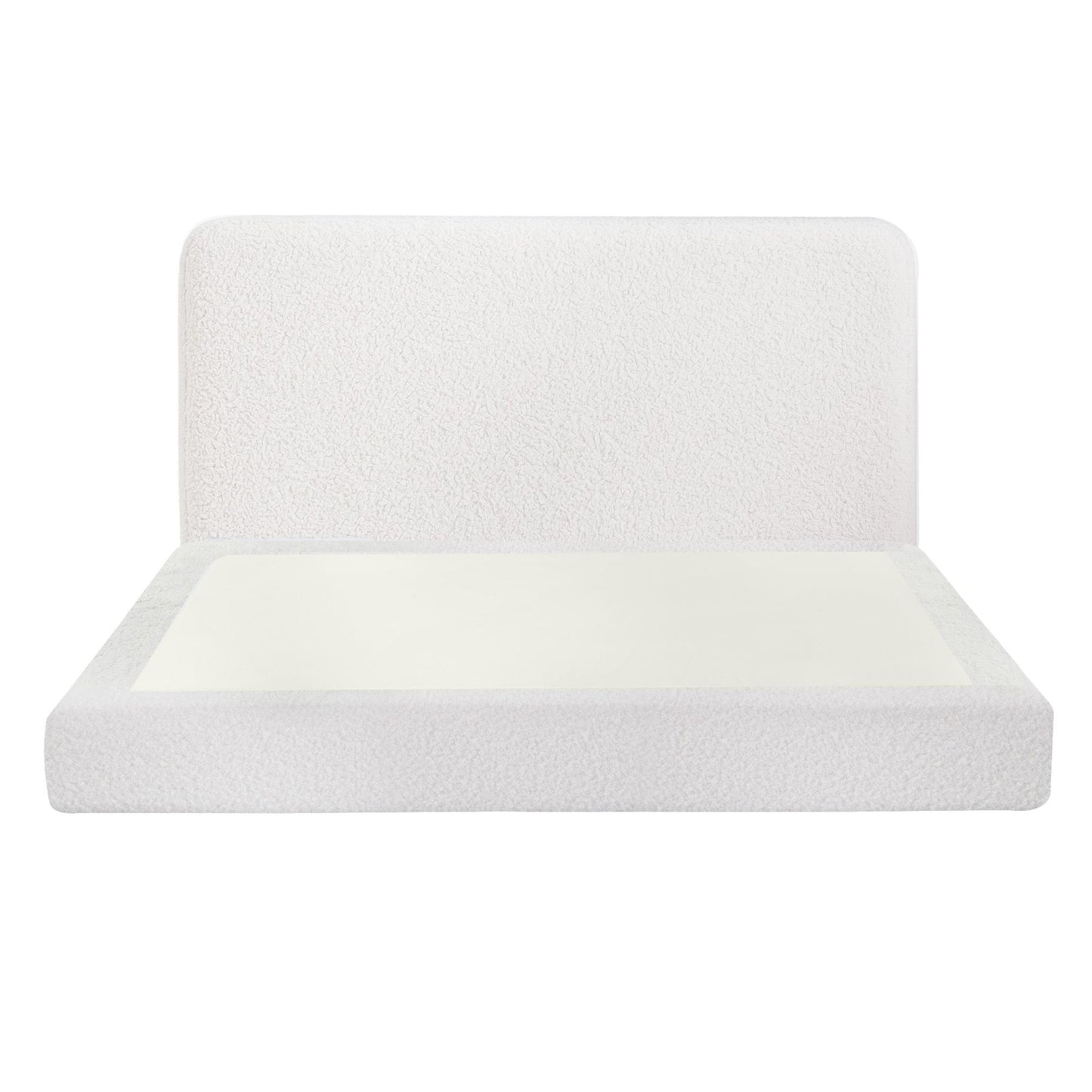 Elyra Bed Frame Boucle Fabric Vacuum Compressed Beds Removable Washable Cover - White Double