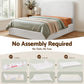 Elyra Bed Frame Boucle Fabric Vacuum Compressed Beds Removable Washable Cover - White Queen
