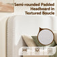 Elyra Bed Frame Boucle Fabric Vacuum Compressed Beds Removable Washable Cover - White Queen