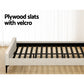 Marlowe Bed Frame Fabric with Headboard Wooden Slats Metal Legs - Beige King