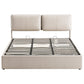 Zevora Bed Frame Gas Lift Storage 3 Drawers Adjustable Headboard Platform Base - Beige King