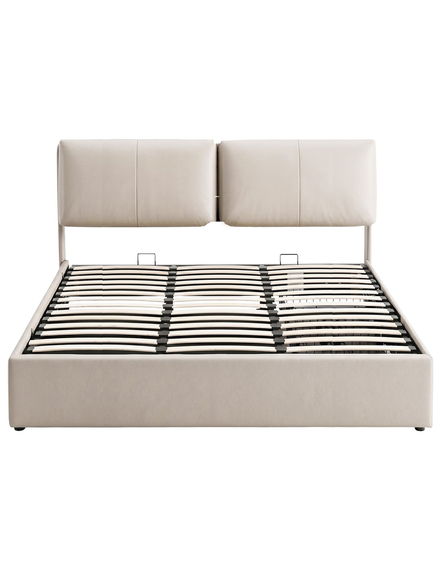 Zevora Bed Frame Gas Lift Storage 3 Drawers Adjustable Headboard Platform Base - Beige King
