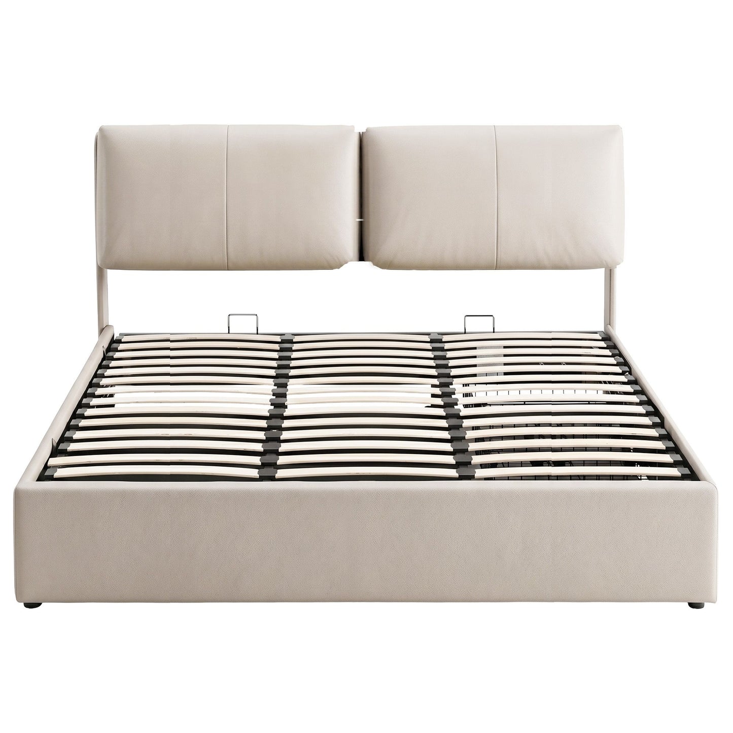 Zevora Bed Frame Gas Lift Storage 3 Drawers Adjustable Headboard Platform Base - Beige King