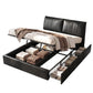 Zevora Bed Frame Gas Lift Storage 3 Drawers Adjustable Headboard Platform - Black King