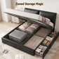 Zevora Bed Frame Gas Lift Storage 3 Drawers Adjustable Headboard Platform - Black King
