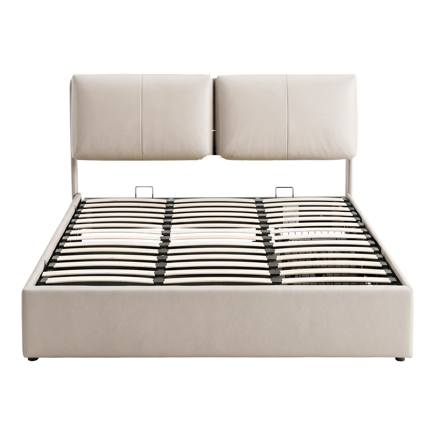 Zevora Bed Frame Gas Lift Storage 3 Drawers Adjustable Headboard Platform Base - Beige Queen
