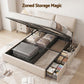 Zevora Bed Frame Gas Lift Storage 3 Drawers Adjustable Headboard Platform Base - Beige Queen