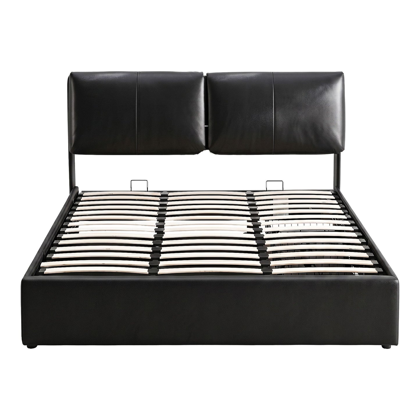 Zevora Bed Frame Gas Lift Storage 3 Drawers Adjustable Headboard Platform Bed - Black Queen