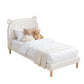 Shiemi Kids Bed Frame Bear Ears Headboard Upholstered Leather Platform Bed - White King Single